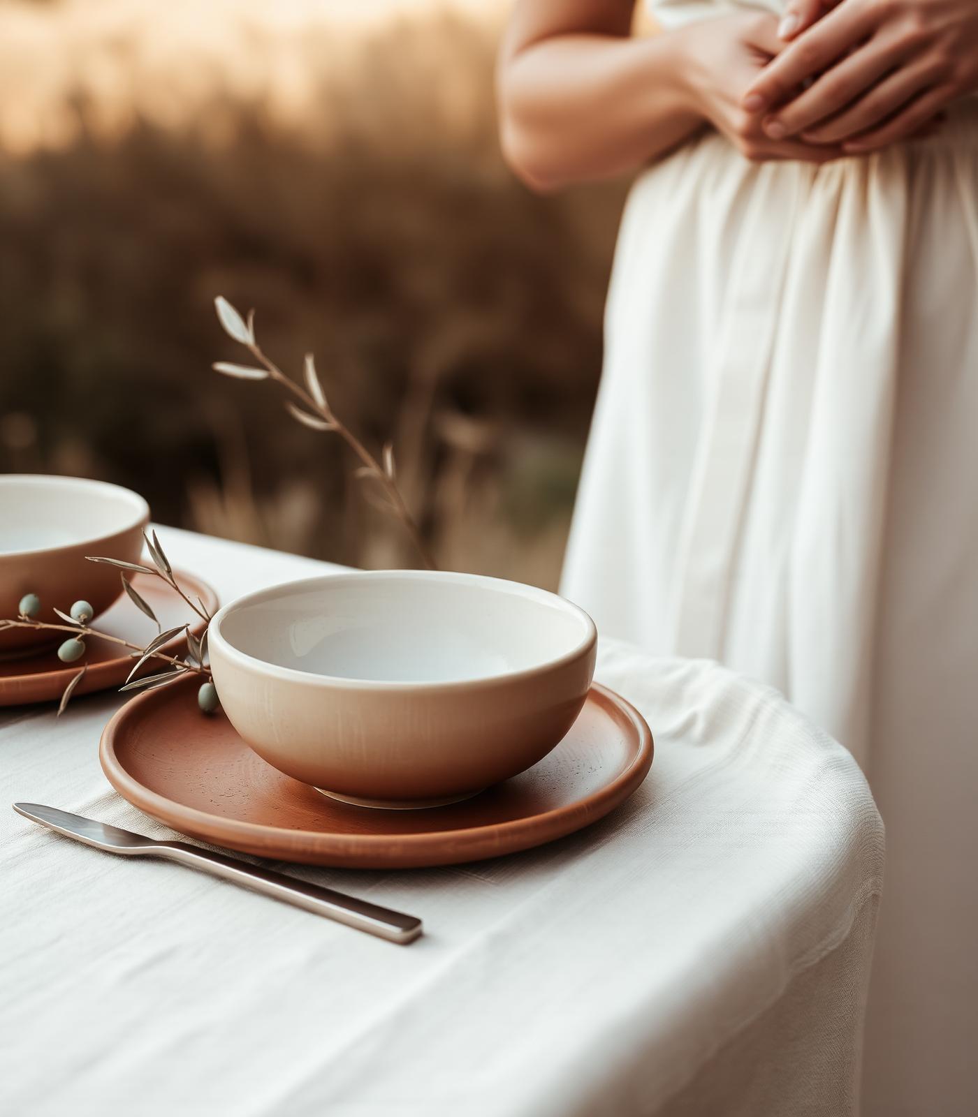 A quiet moment at a linen‑set table